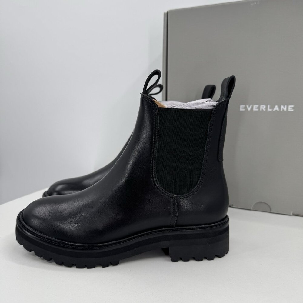 Everlane The Lug Chelsea Boot in Black sz 6.5 Women's Leather Ankle Chunky Sole
